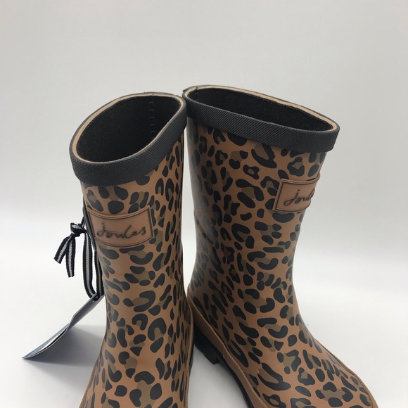 joules leopard rain boots